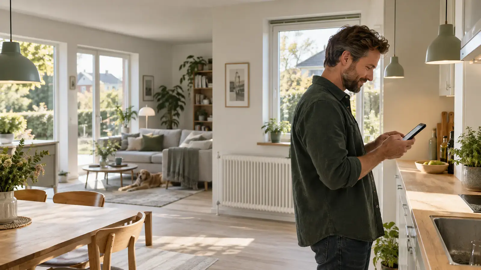 Boligejer følger energiforbruget i et lyst dansk hjem